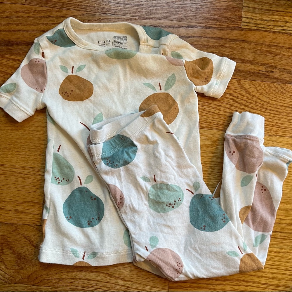 Little Co by Lauren Conrad pear print two piece pajama set size 3T
